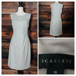 NWT Scarlett Sheath Dress Size 14 Silver Glitter Sparkle Ruched Zip Lined